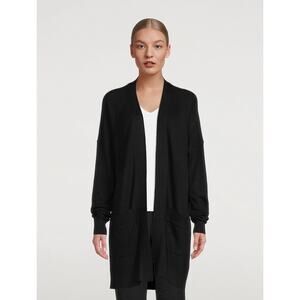 Sweaty Betty Embrace Cashmere Blend Open Front Black Cozy Cardigan Sweater Large